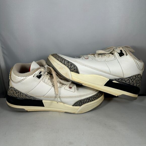 Nike Kids 3Y Air Jordan(PS) 3 Sneakers Retro White Cement Reimagined DM0966-100 - Picture 7 of 9